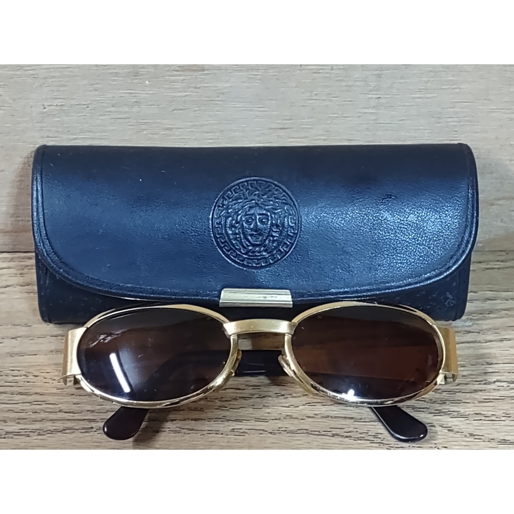 Rare Gianni Versace Vintage Oval Sunglasses Gold MOD S78 COL 030 Made in Italy